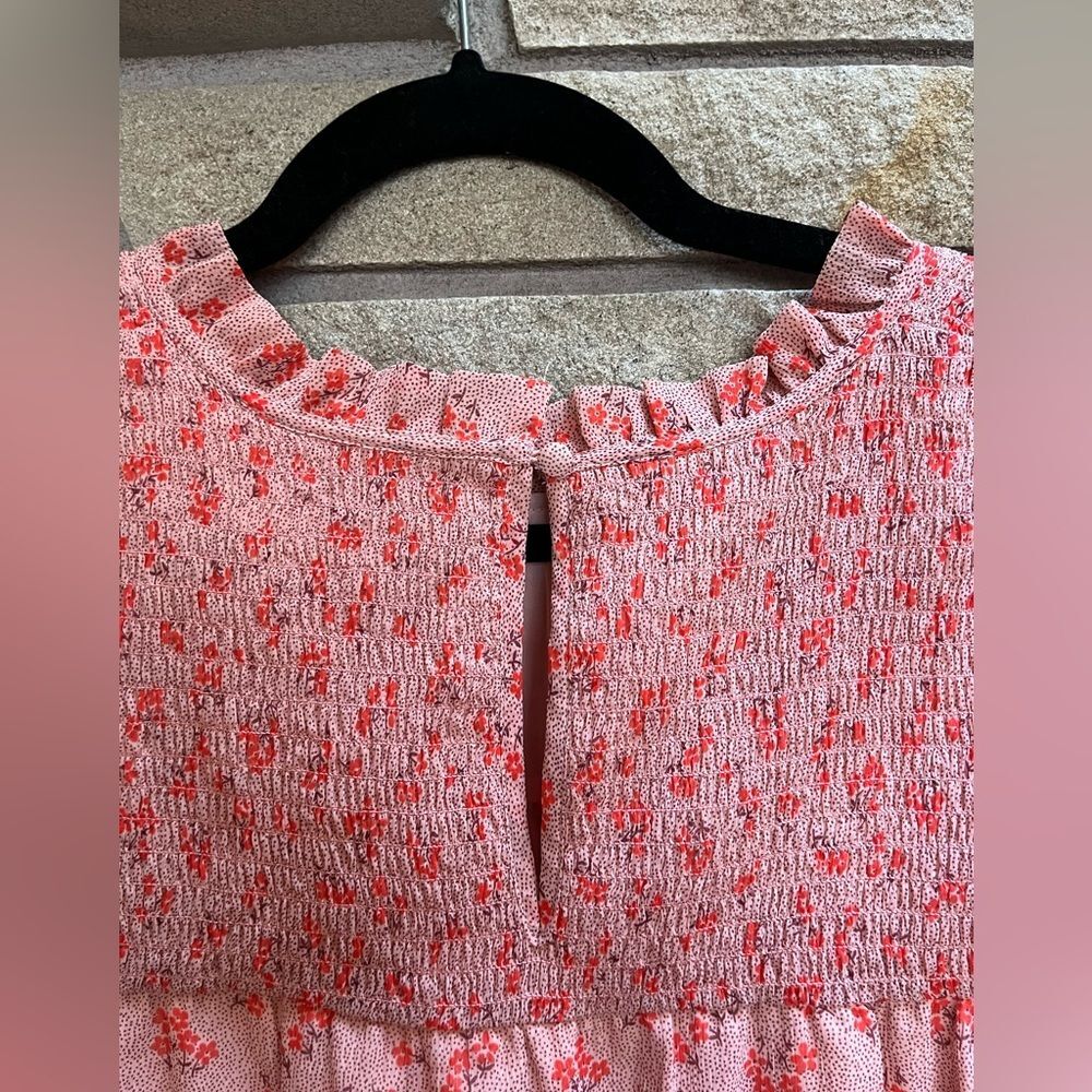 Boden Janie Long Sleeve Mock Neck Pink Ditsy Floral Blouse Size 16 - Picture 6 of 13